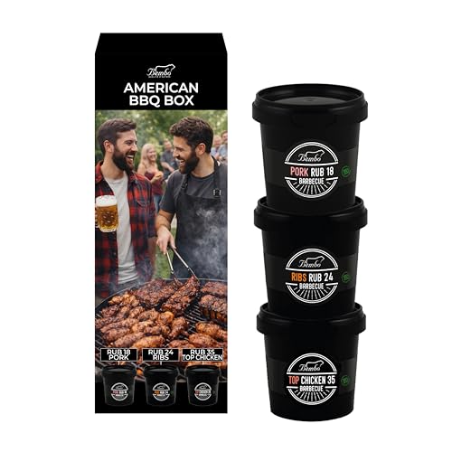 American BBQ Box Bembo – Set 3 Rub BBQ Premium per Chicken (100 g), Ribs (100 g) e Pork (100g) – Spezie Barbecue Americano per Pollo, Costine e Maiale – Kit BBQ per Griglia e Forno