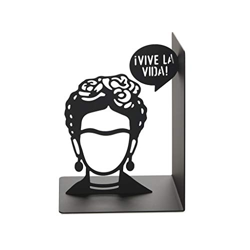 Balvi Fermalibri Frida Colore Nero Bookend Figura Decorativa con l'iconica Frida Ferro 17 cm