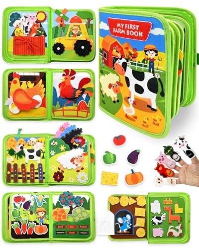 Meafeng Busy Board Libro Montessori Interattivo 1 Anno, Quiet Book sensoriale educativo, Giochi Montessori 1 2 3 4 5 6 Anni, Pannello di Feltro attività, Valigetta Montessori Bambini