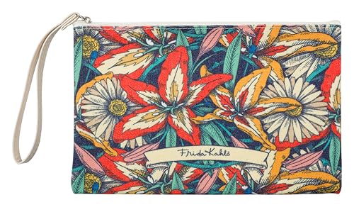 Clairefontaine - 116229C - Un'astuccio multiuso in cotone motivo floreale Frida Kahlo - 22,5X15 cm - Grande Contenimento- per penne/matite/pennarelli - Collezione Frida Kahlo