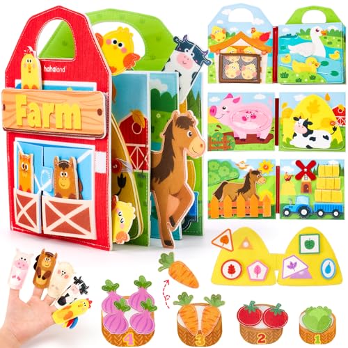 hahaland Libro Montessori Interattivo 1 Anno - Quiet Book Sensoriale Educativo Giochi Bambina 1 2 3 Anni - Busy Board Regalo Bimbo Bimba