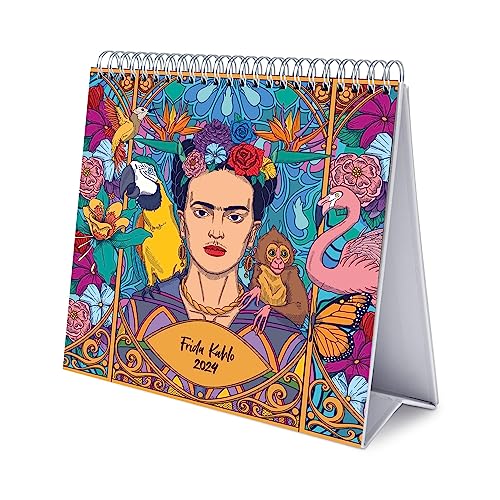 Grupo Erik: Calendario Frida Kahlo 2024 da Tavolo - Calendario Scrivania 2024, 12 mesi + Planner annuale 2025, 18x20 cm FSC®, frida kahlo gadget, calendario ragazza 2024