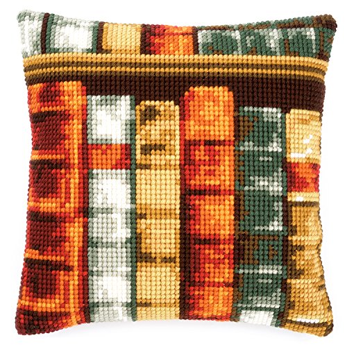 VERVACO Kit Punto Croce Libri Set Ricamo Principianti Cuscini Gobelin Decorativi Accessori per Lavoretti Creativi DIY Casa Decor Hobby Adulti Cross Stitch, Cotone, Multicolor, ca. 40 x 40 cm